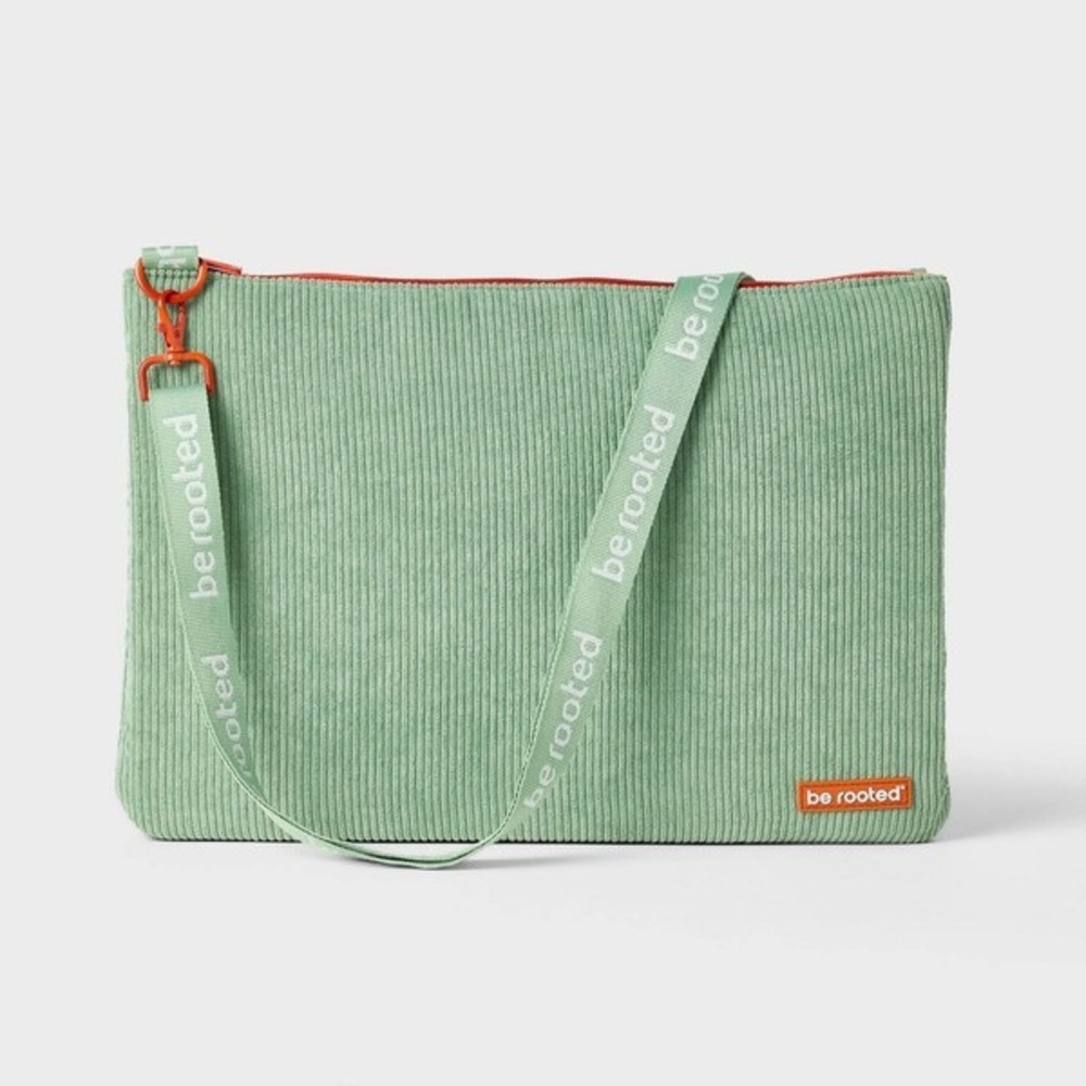 Be Rooted Laptop Crossbody Bag Unisex 14" Sage Green Corduroy NWT